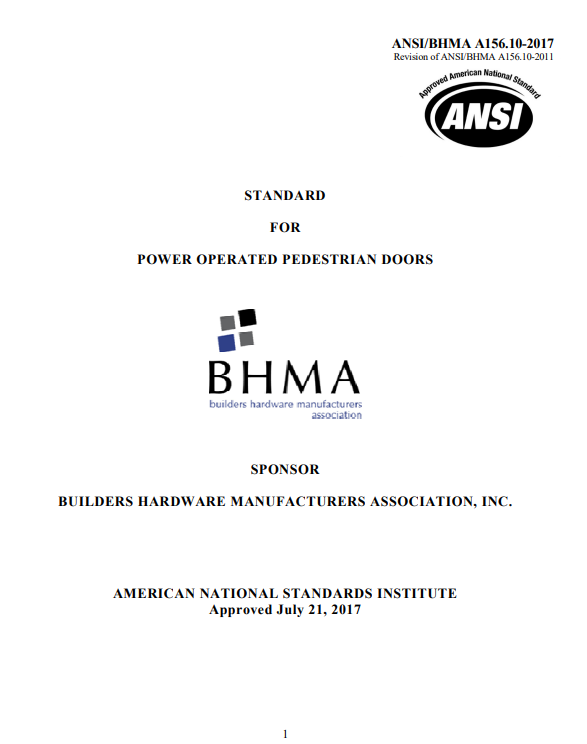 BHMA A156.10-2017