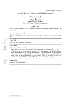 AS/NZS 1554.7:2014 Amd 1:2015 AS/NZS 1554.7:2014 Amd 1:2015