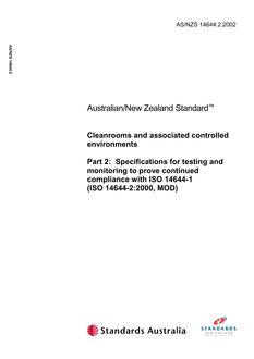 AS/NZS 14644.2:2002 AS/NZS 14644.2:2002