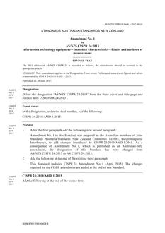 AS/NZS CISPR 24 Amd 1:2017 AS/NZS CISPR 24 Amd 1:2017