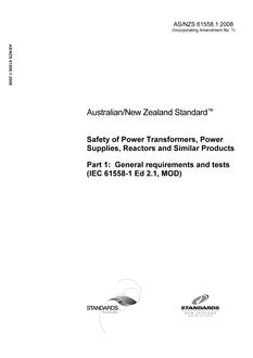 AS/NZS 61558.1:2008 AS/NZS 61558.1:2008