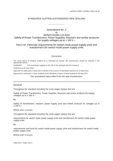 AS/NZS 61558.2.16:2010 AMDT 2 AS/NZS 61558.2.16:2010 AMDT 2