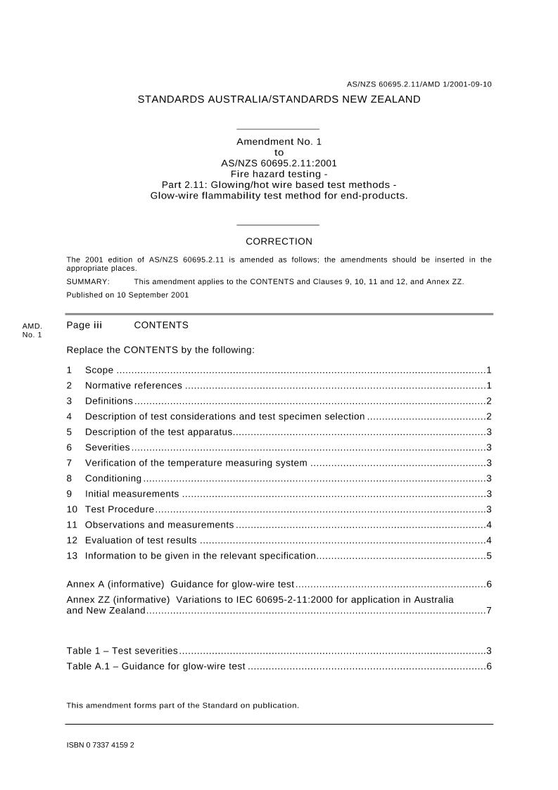 AS/NZS 60695.2.11:2001 AMDT 1