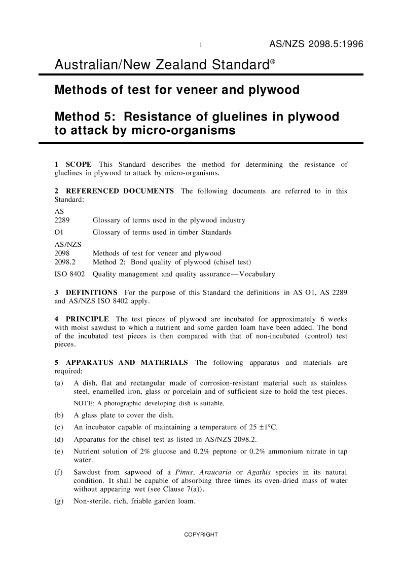 AS/NZS 2098.5:1996 AS/NZS 2098.5:1996
