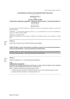 AS/NZS CISPR 24:2002 AMDT 2 AS/NZS CISPR 24:2002 AMDT 2