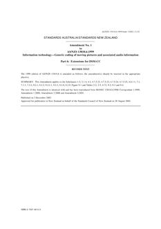 AS/NZS 13818.6:1999 AMDT 1 AS/NZS 13818.6:1999 AMDT 1