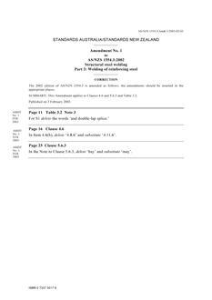 AS/NZS 1554.3:2002 AMDT 1 AS/NZS 1554.3:2002 AMDT 1