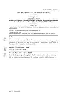 AS/NZS 14763.3:2017 Amd 1:2018 AS/NZS 14763.3:2017 Amd 1:2018