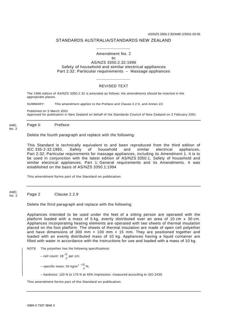 AS/NZS 3350.2.32:1996 AMDT 2