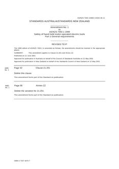 AS/NZS 7450.1:1999 AMDT 1 AS/NZS 7450.1:1999 AMDT 1