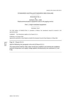 AS/NZS 4769.1:2000 AMDT 1 AS/NZS 4769.1:2000 AMDT 1