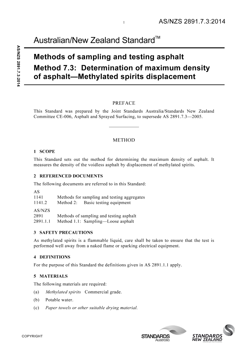 AS/NZS 2891.7.3:2014 AS/NZS 2891.7.3:2014