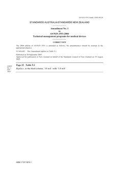 AS/NZS 3551:2004 AMDT 1 AS/NZS 3551:2004 AMDT 1