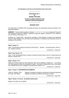 AS/NZS 3760:2003 AMDT 1 AS/NZS 3760:2003 AMDT 1