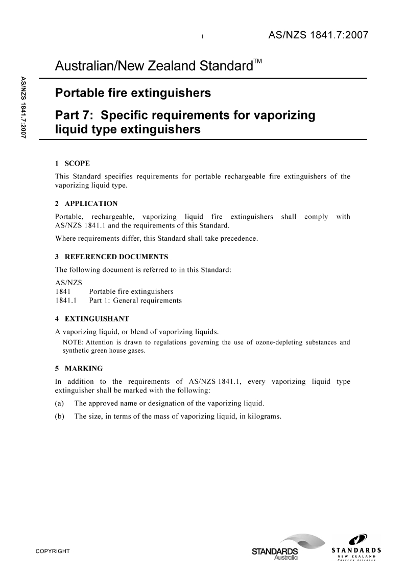 AS/NZS 1841.7:2007 AS/NZS 1841.7:2007