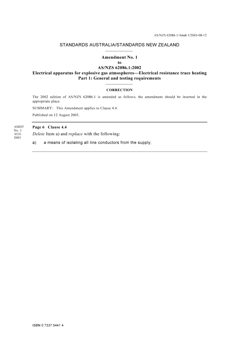 AS/NZS 62086.1:2002 AMDT 1