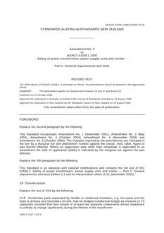 AS/NZS 61558.1:2000 AMDT 5 AS/NZS 61558.1:2000 AMDT 5
