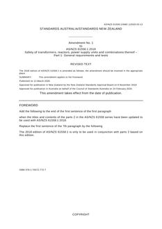 AS/NZS 61558.1:2018 Amd 1:2020 AS/NZS 61558.1:2018 Amd 1:2020