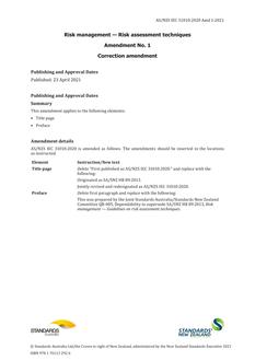 AS/NZS IEC 31010:2020 Amd 1:2021 AS/NZS IEC 31010:2020 Amd 1:2021