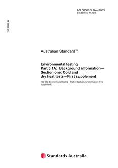 AS 60068.3.1A-2003 AS 60068.3.1A-2003