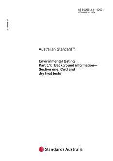 AS 60068.3.1-2003 AS 60068.3.1-2003