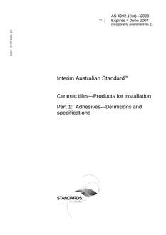 AS 4992.1(INT)-2003 AS 4992.1(INT)-2003