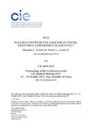 RESEARCH ON PREDICTIVE EQUATION OF SPATIAL BRIGHTNESS CONSIDERING COLOUR EFFECT (PP23, 627-633) RESEARCH ON PREDICTIVE EQUATION OF SPATIAL BRIGHTNESS CONSIDERING COLOUR EFFECT (PP23, 627-633)